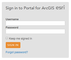 ArcGIS Server がポータルにフェデレートされている場合は、Portal for ArcGISにサインインします。 ArcGIS Server がポータルにフェデレートされている場合は、Portal for ArcGISにサインインします。